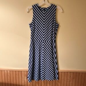 J.McLaughlin, sleeveless dark blue/light blue striped dress, size XS